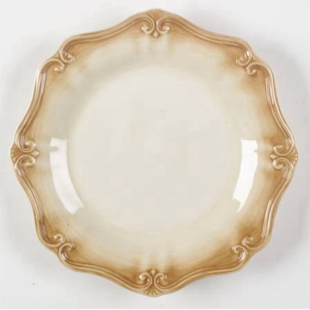 Set of 2 LENOX Elegant Cream and Tan Dinner Plates